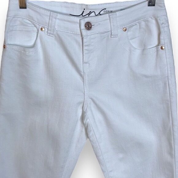 INC Denim Skinny Leg Regular Fit Crop, Women’s Size 4/27, White Jeans, Low Rise - Picture 2 of 6